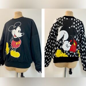 Vintage Reversible Black and White Mickey Mouse Disney Sweatshirt - Sz OS (M-L)